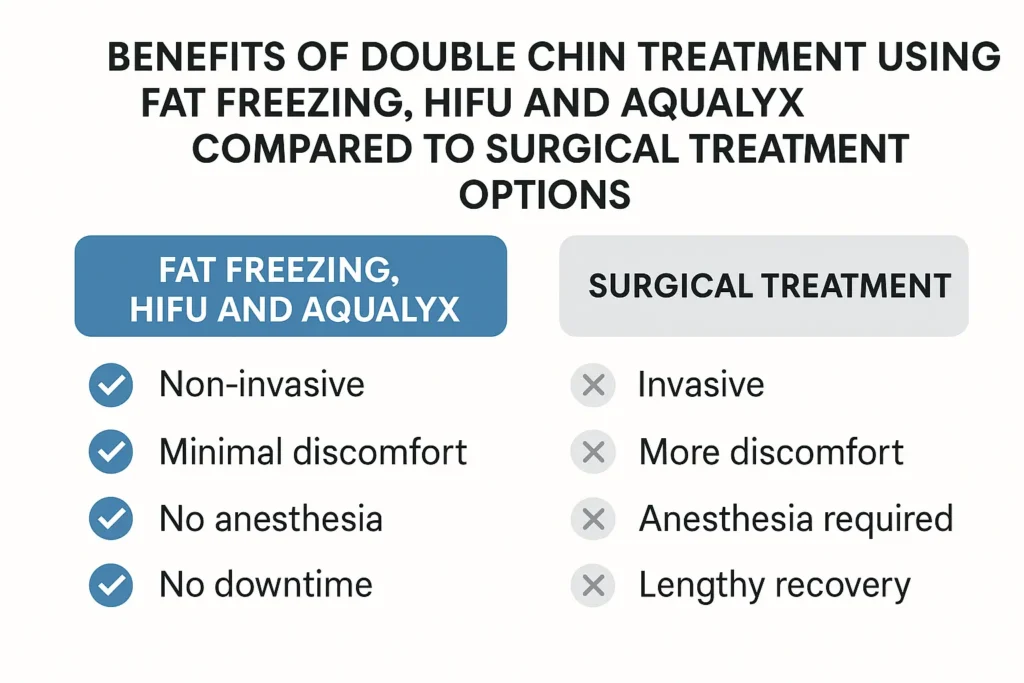 Graphic about the benefits of double chin treatment Dormer's Wells - from LA LIPO