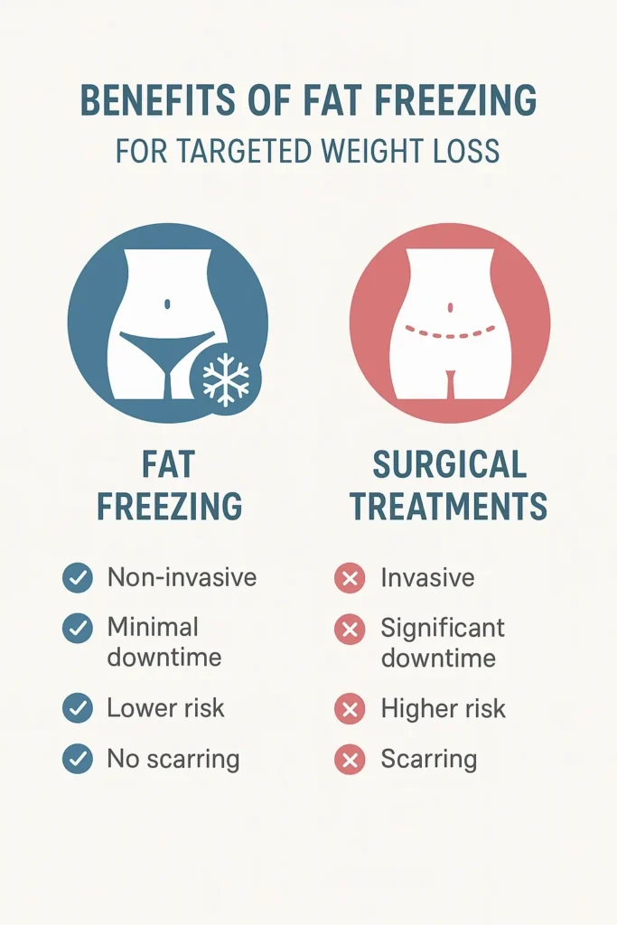 graphic showing the benefits of fat freezing Dormer's Wells