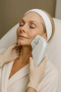 Woman receiving HIFU non surgical facelift treatment Dormer's Wells