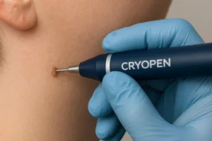 Person receiving skin tag removal Dormer's Wells