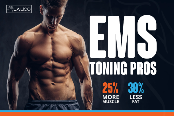 Image of man with sculpted stomach showing the fat loss and muscle gain of LA-EMS Body Sculpting Treatment Dormer's Wells